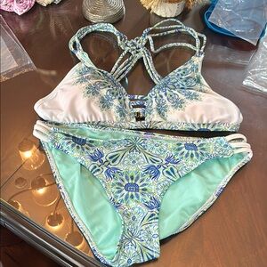 YMI Blue and Green Floral Bikini